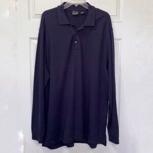 Jos. A Bank‎ Travelers Collection Knit Polo Mens XL Long Sleeve Navy Blue Casual